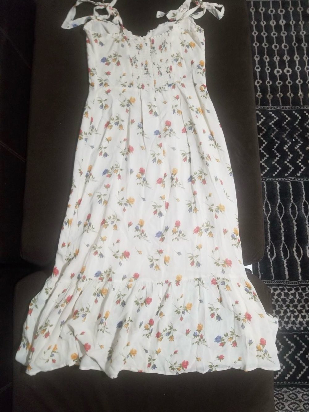 Reformation Black Floral Tie-Shoulder Midi Dress - Picture 7 of 10